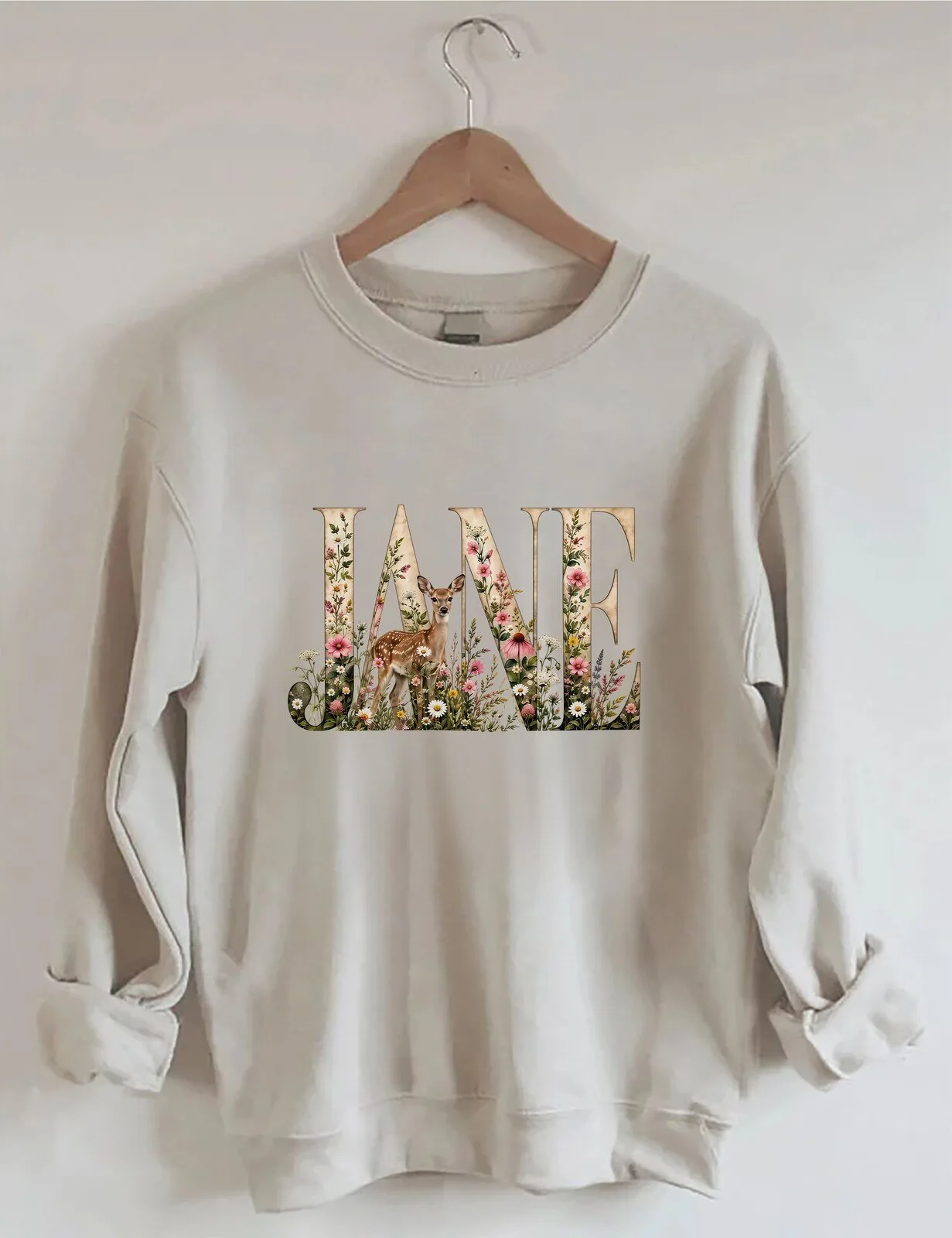 Floral Jane Doe Name Personalized Custom Sweatshirt for Women