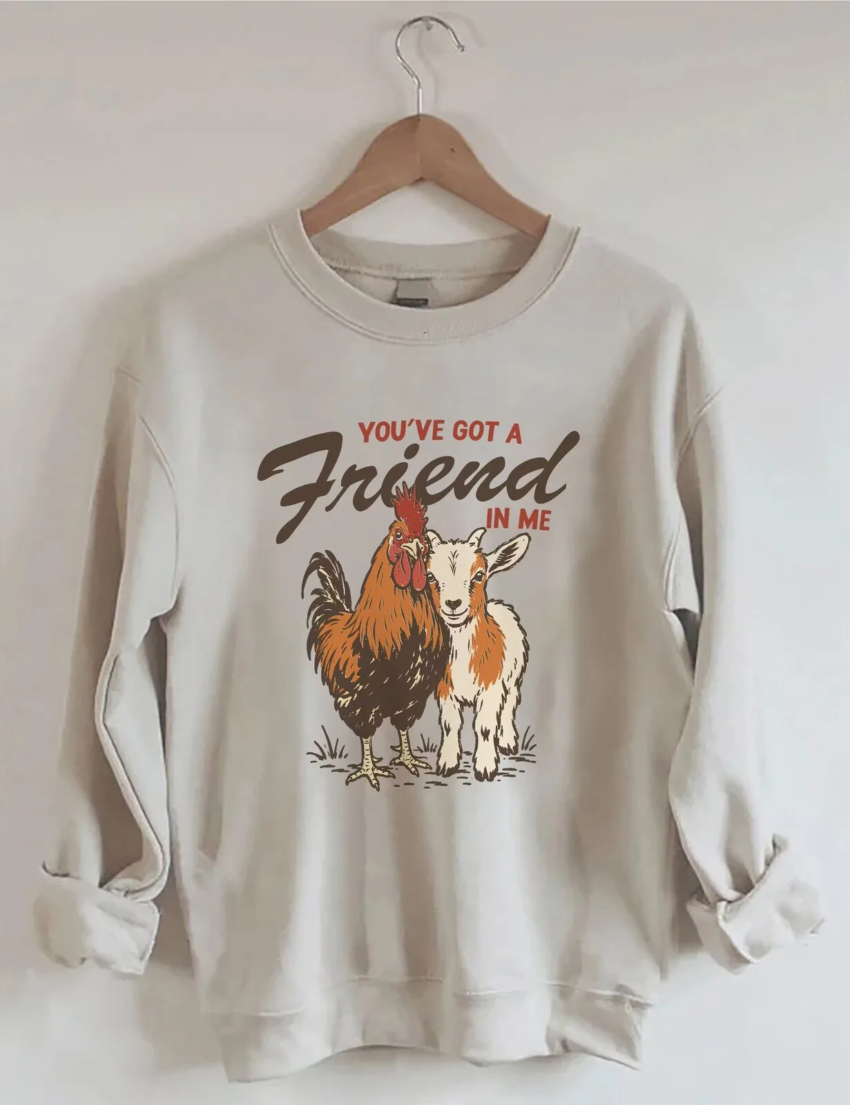 You've Got A Friend In Me Farm Animals Rooster and Goat Friendship Sweatshirt