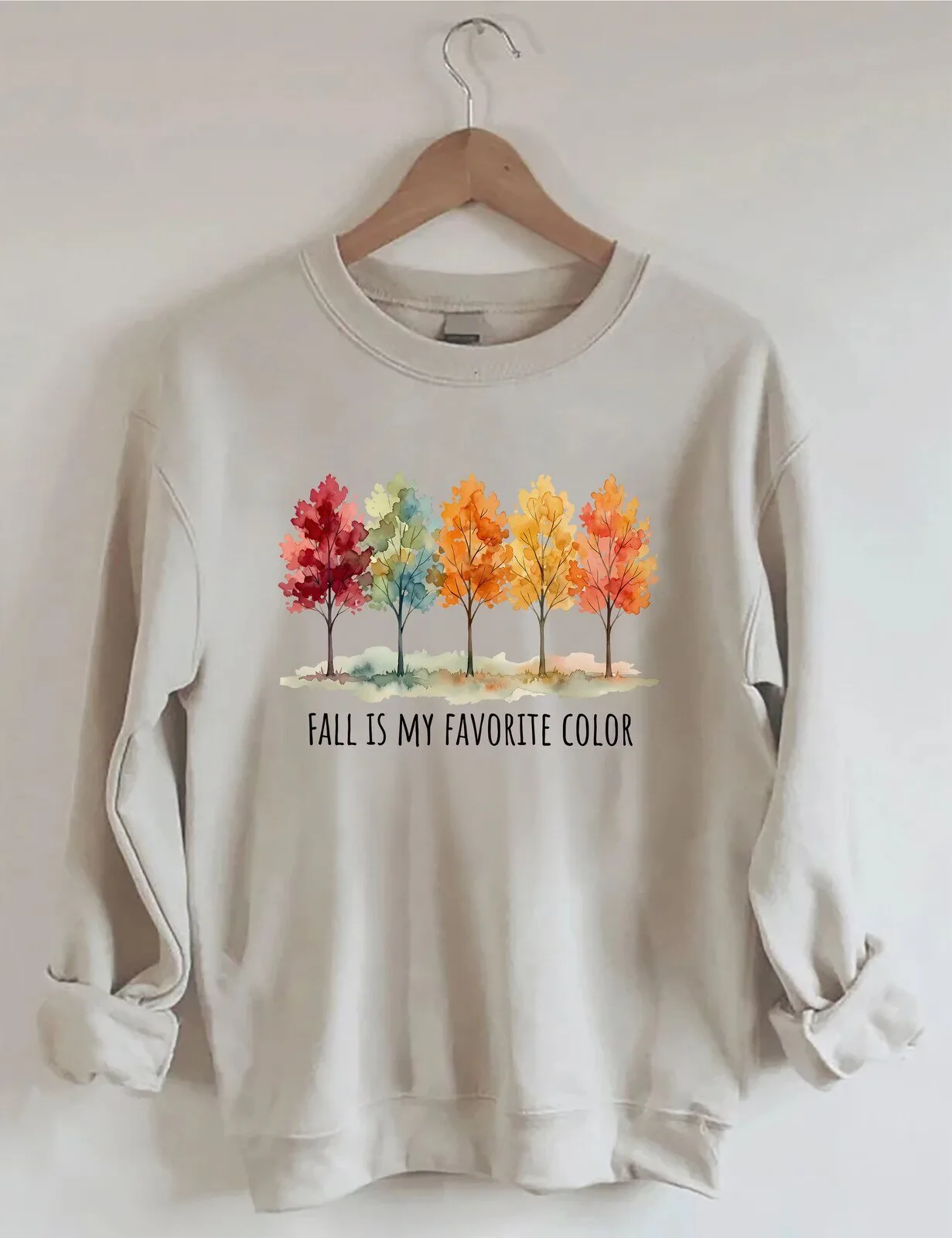 Fall Is My Favorite Color Autumn Trees Watercolor Graphic Sweatshirt