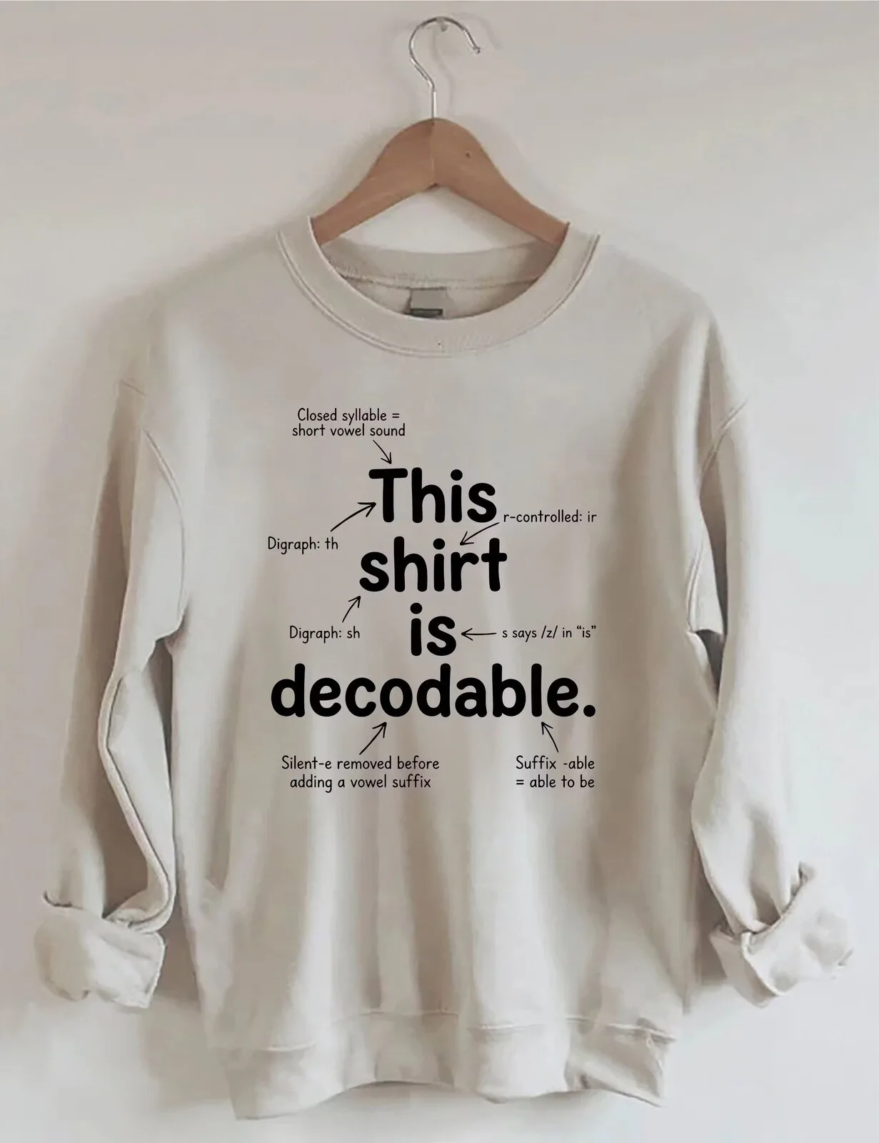 This Shirt Is Decodable Reading Teacher Funny Phonics Grammar Sweatshirt