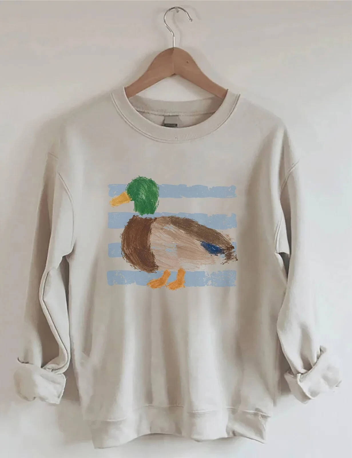 Mallard Duck Art Print Cream Crewneck Sweatshirt