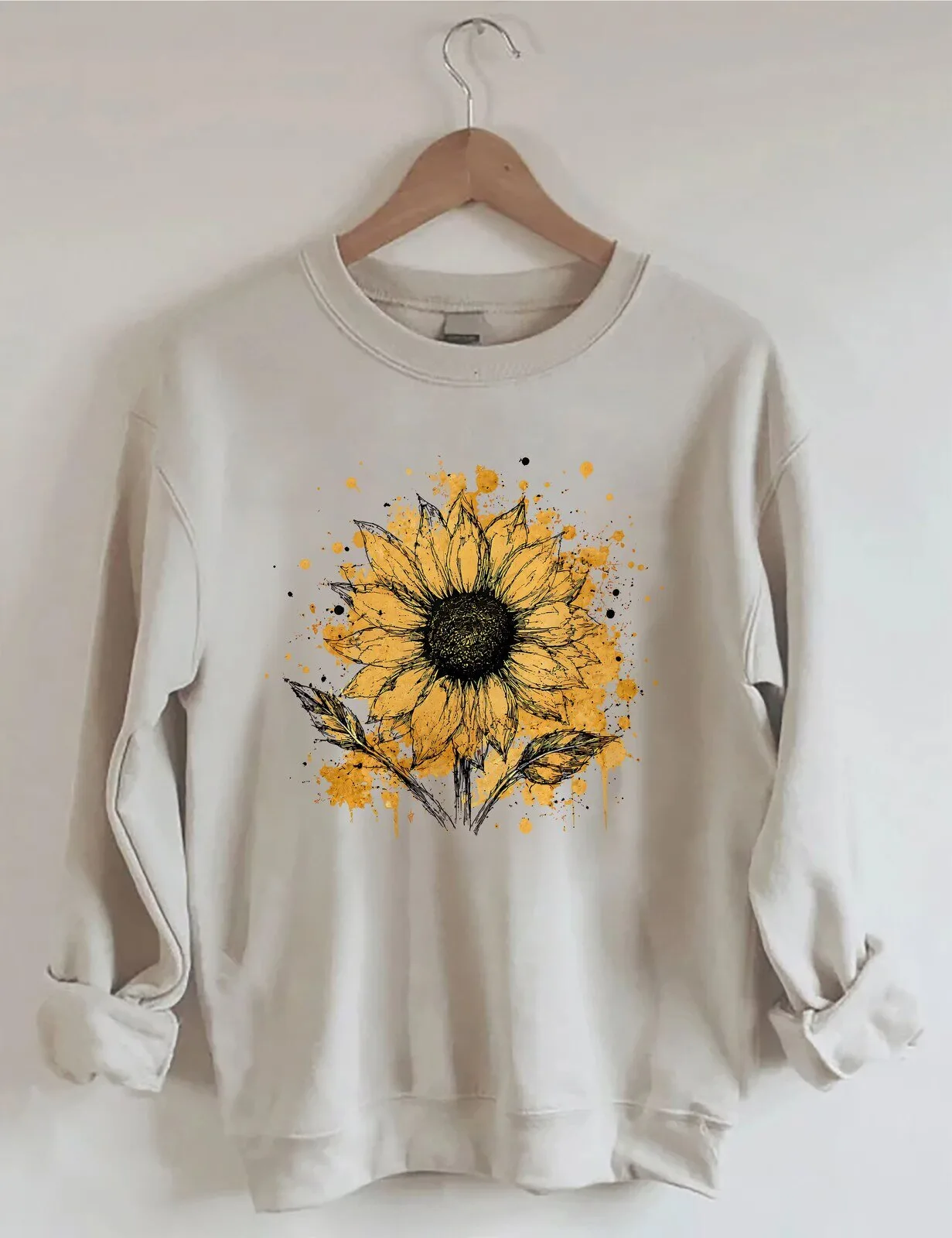 Sunflower I Live Here Now Graphic Sweatshirt, Floral Nature Lover Crewneck