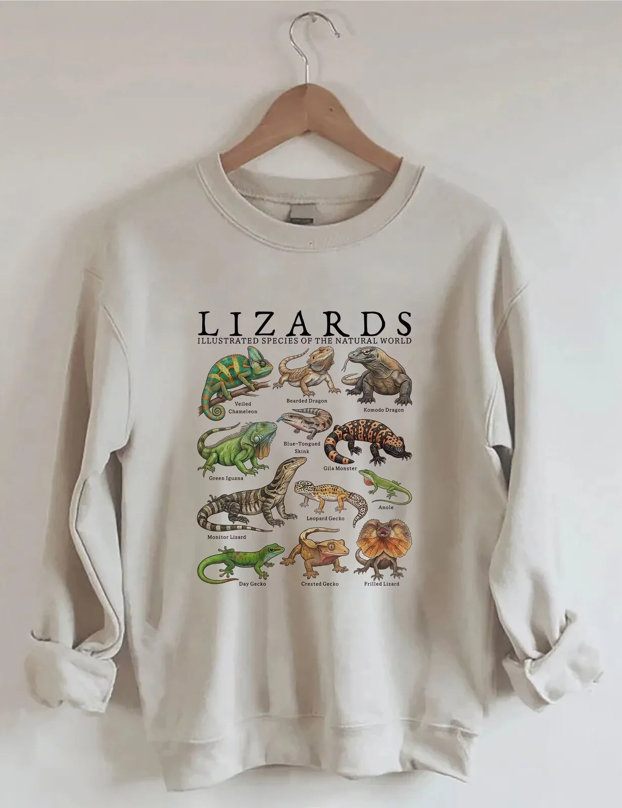 Illustrated Lizard Species Natural World Crewneck Sweatshirt
